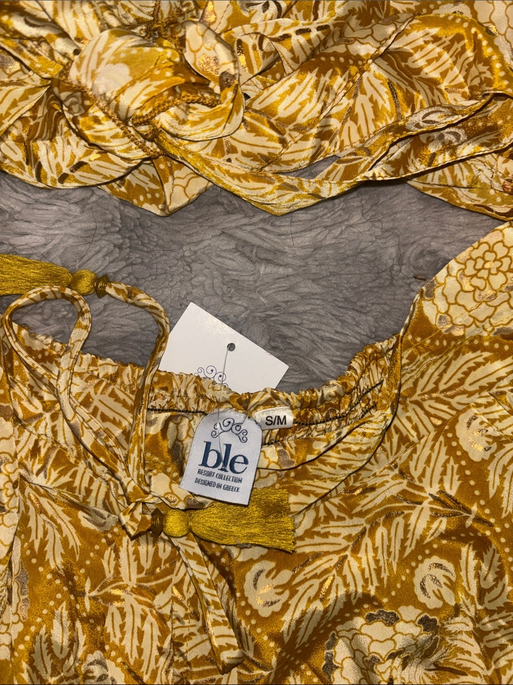 Ble Floral Mustard Two-Piece Crop Top & Shorts Set - Picture 4 of 4